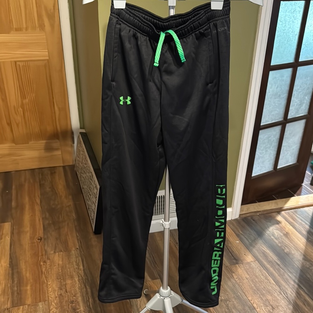 Under Armour Black and Green Joggers with Neon Accents